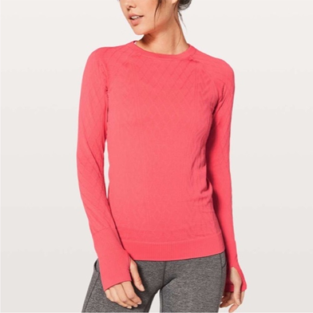 Lululemon Rest Less Pullover long sleeve flashlight neon pink 4